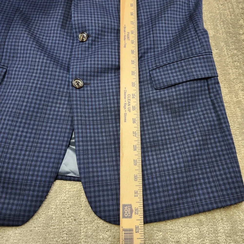 Brooks Brothers Blazer Men 44L Blue Plaid Gingham Check Regent Fit Wool Jacket